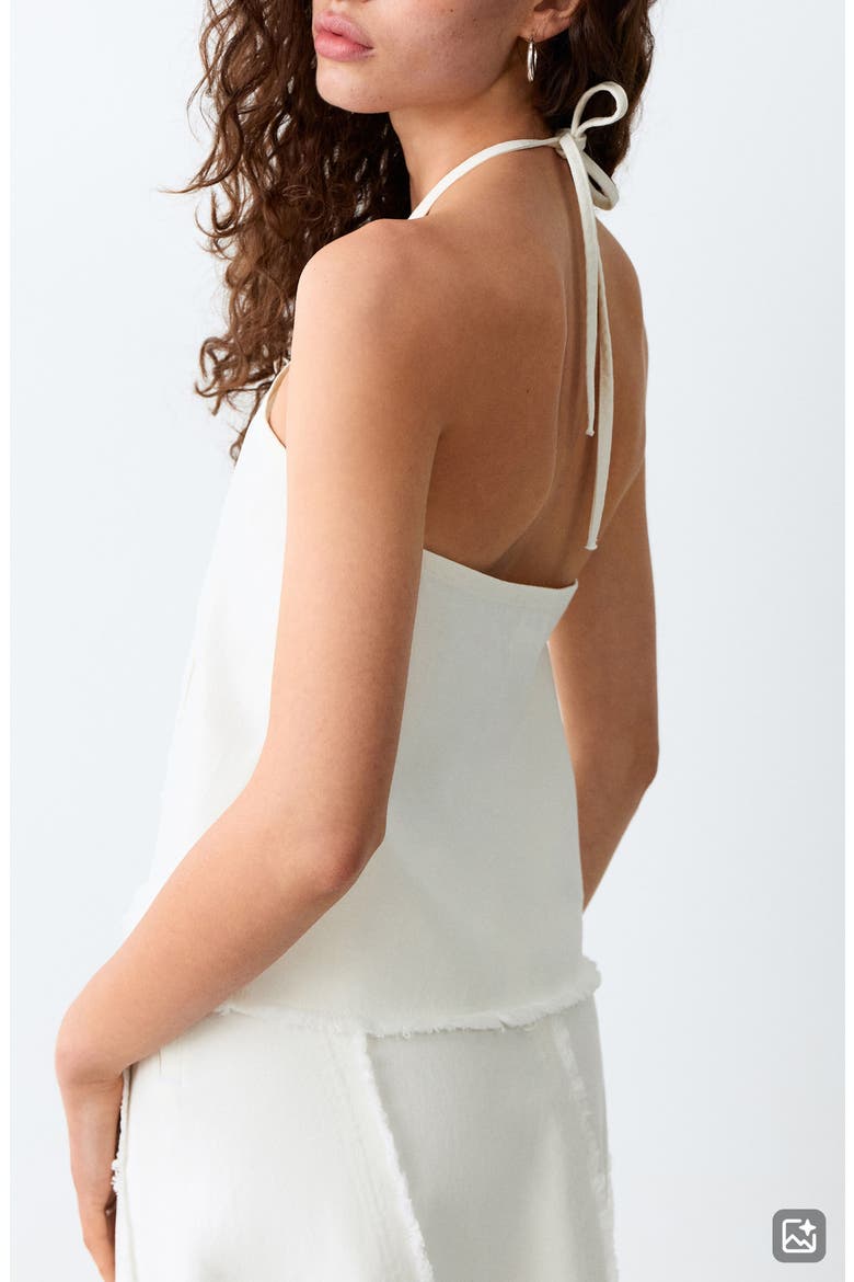 Frayed Double Breasted Cotton Shell, Alternate, color, OFF WHITE
