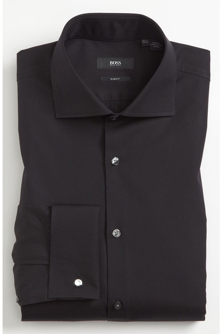 Slim Fit Dress Shirt, Main, color, BLACK