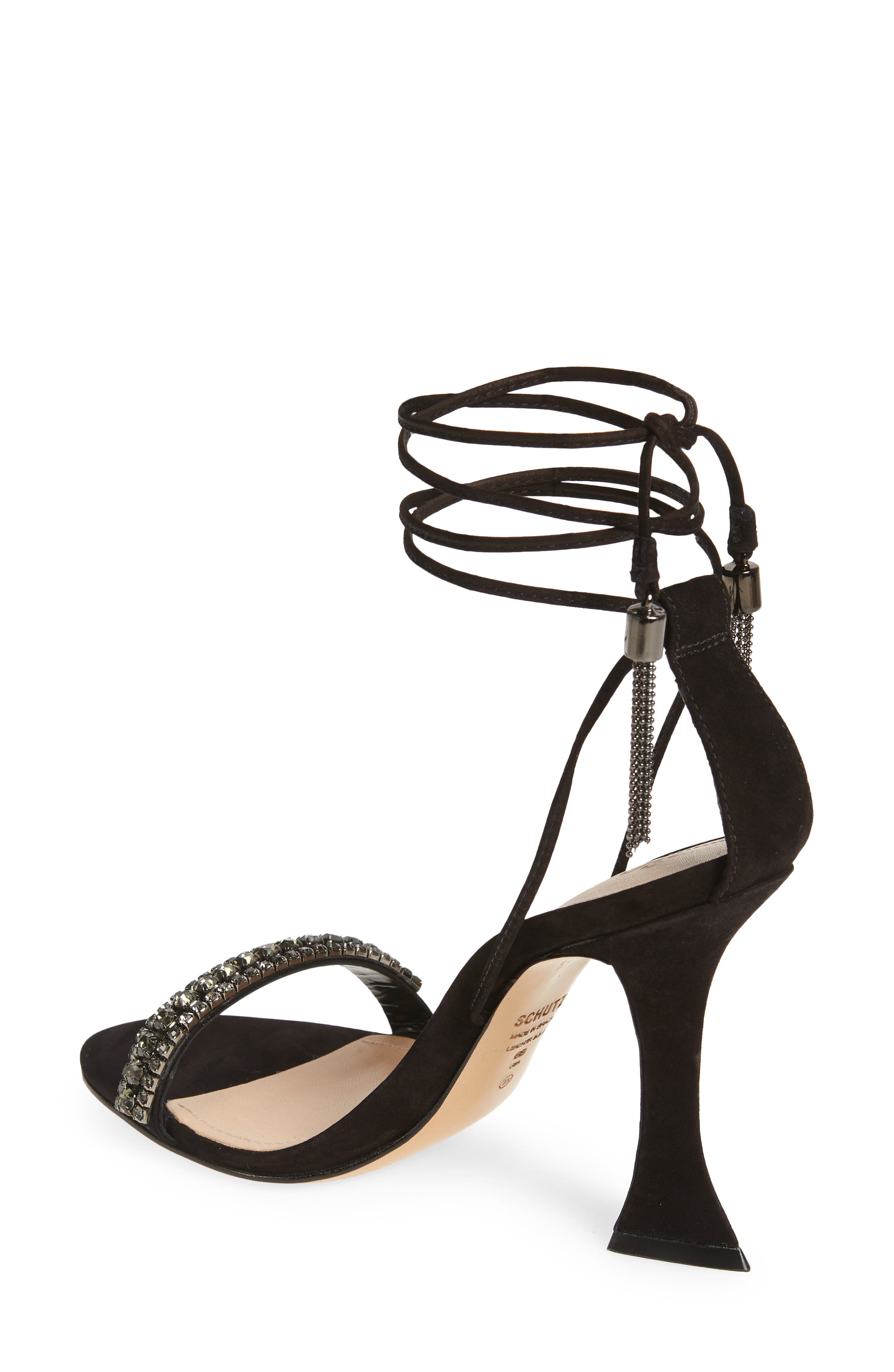 Schutz Bellin Crystal Detail Ankle Wrap Sandal, Alternate, color, 