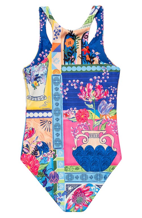 Shop Agua Bendita Kids' Vessel Nate One-piece Swimsuit In Blue Multicolor