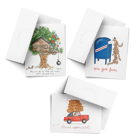 Everyday Greeting Card Pack Sets (3 ct, Assorted) Tree House, You Got Fans, Munch Appreciated