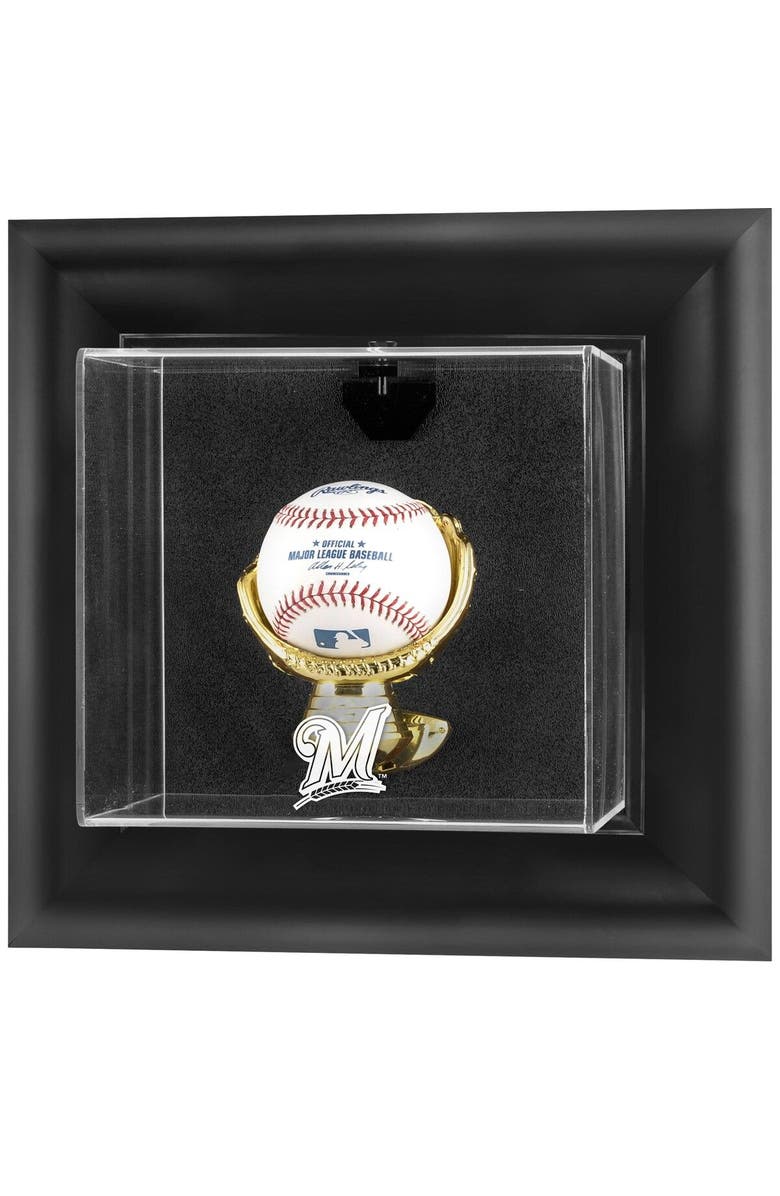 FANATICS AUTHENTIC Milwaukee Brewers Black Framed Wall-Mounted Logo Baseball Display Case, Main, color,
