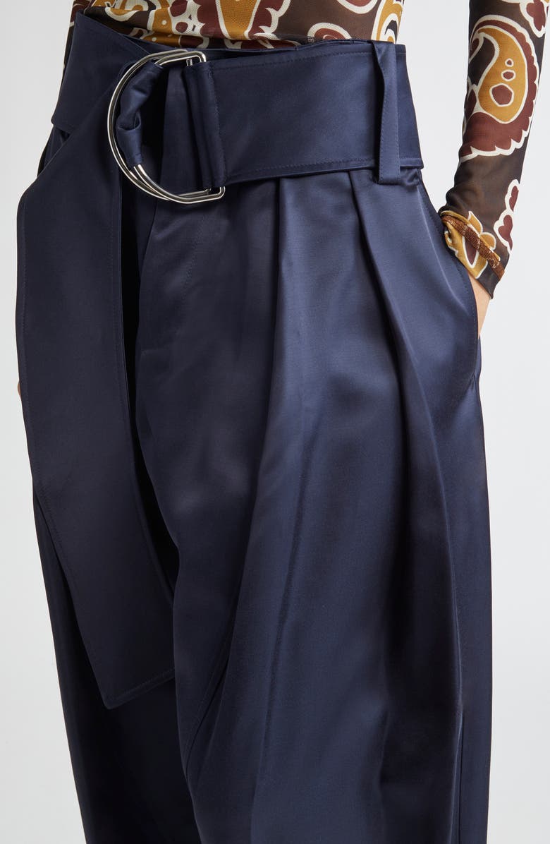 JW Anderson Pleated D-Ring Satin Trousers, Alternate, color, 