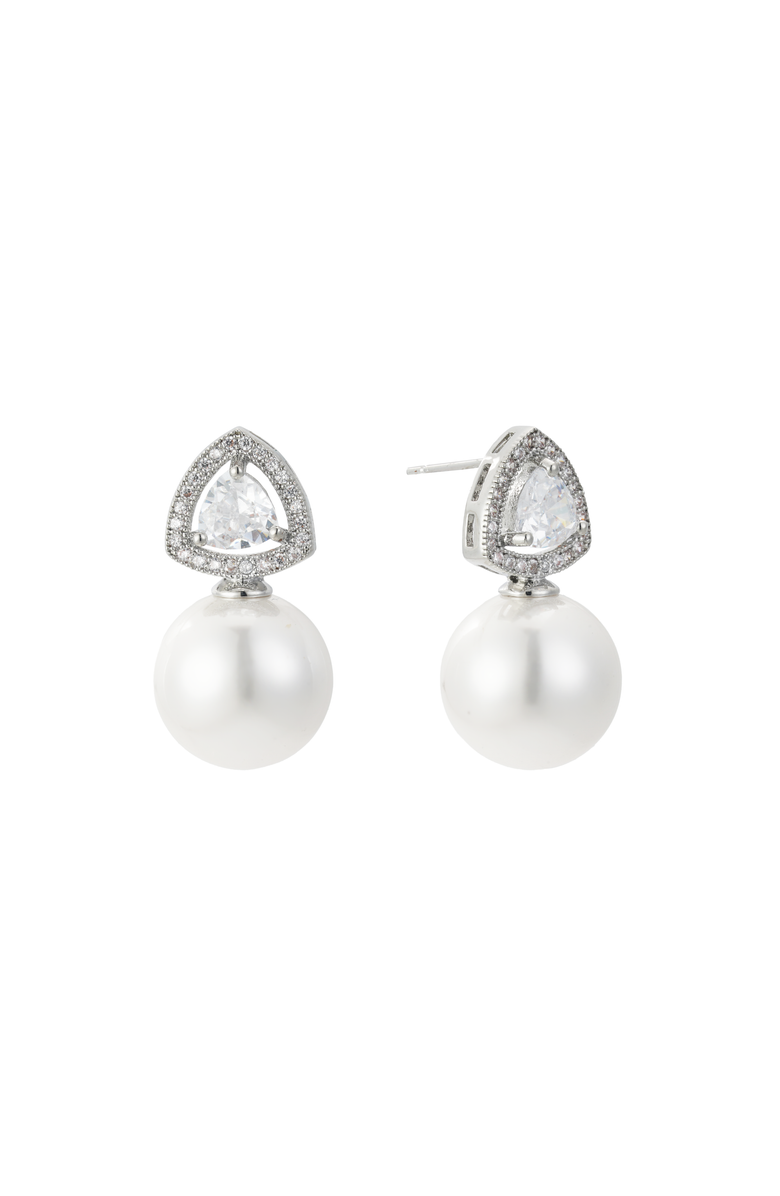 Untamed Petals Legacy Pearl Drop Earrings, Main, color, Silver