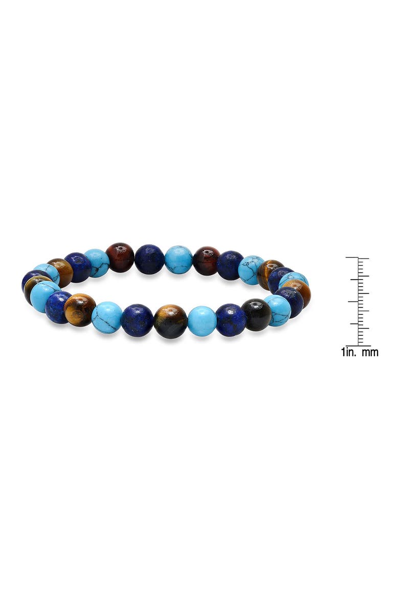 Men's Tiger's Eye, Lapis Lazuli & Turquoise Bead Stretch Bracelet, Main, color, BROWN/ BLUE MULTI