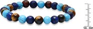 STEELTIME Men's Tiger's Eye, Lapis Lazuli & Turquoise Bead Stretch Bracelet