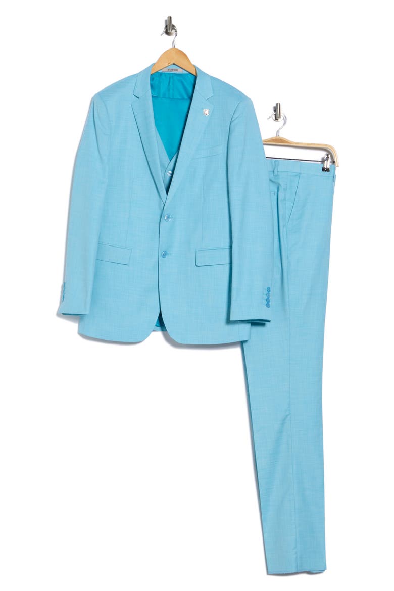 Aqua Mélange 3-Piece Suit, Alternate, color, AQUA