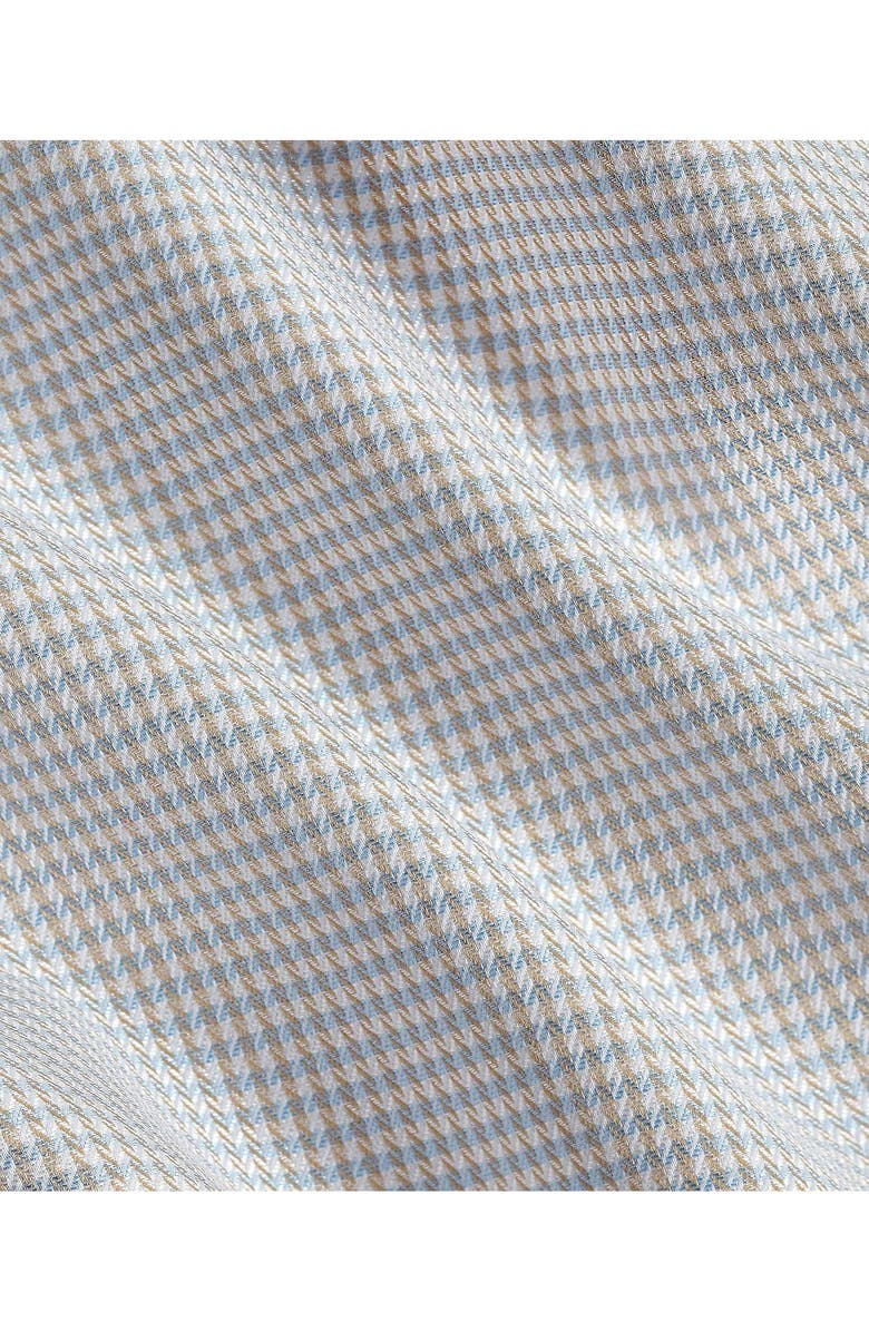David Donahue Trim Fit Herringbone Check Cotton & Silk Dress Shirt, Alternate, color, Sky/ Dune