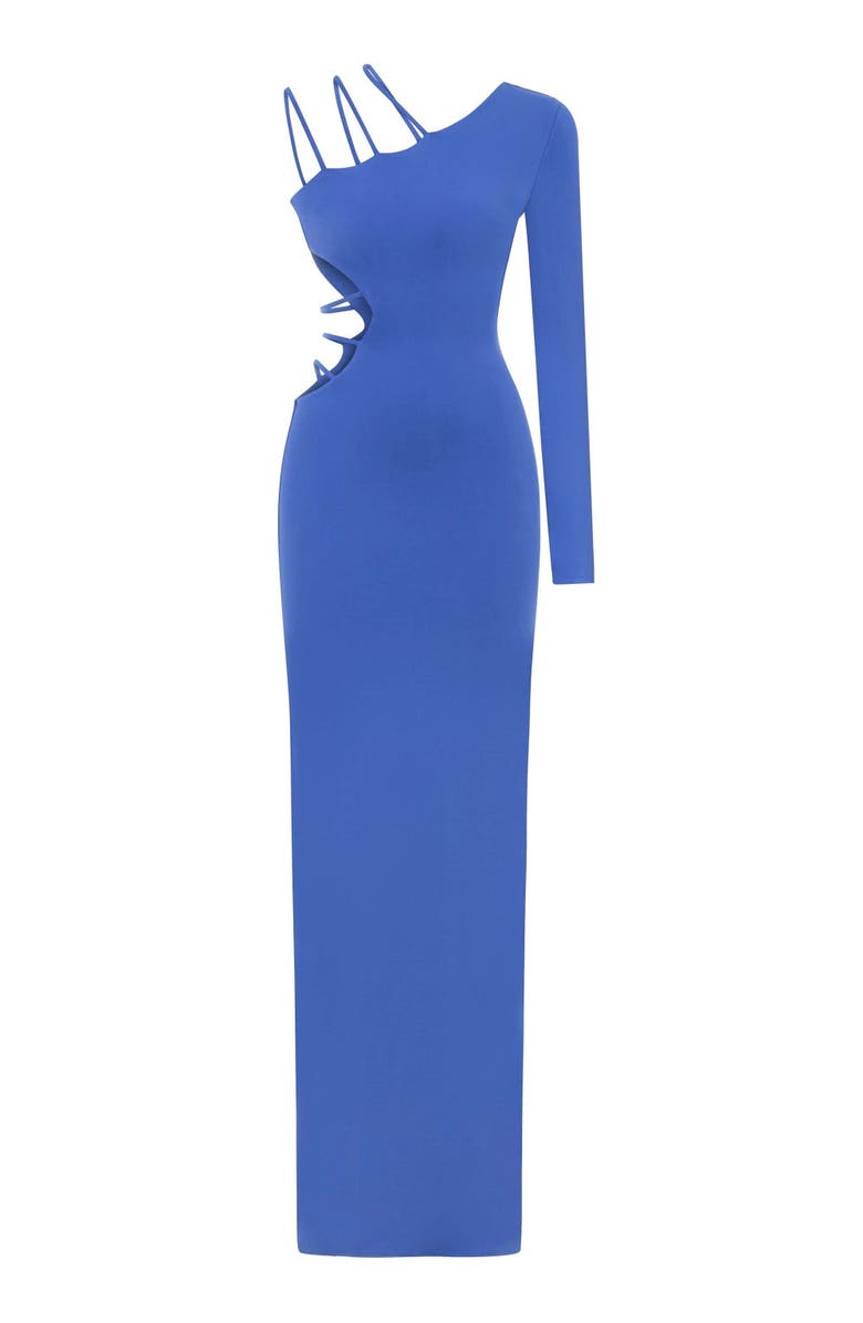 Jendue Women's Aurora One Shoulder Maxi Dress - Elegant Cutout Gown, Alternate, color, Black