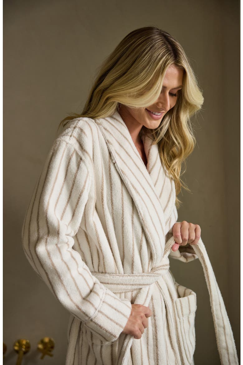 Striped Luxe Bath Robe, Alternate, color, SAND/ SEASHELL