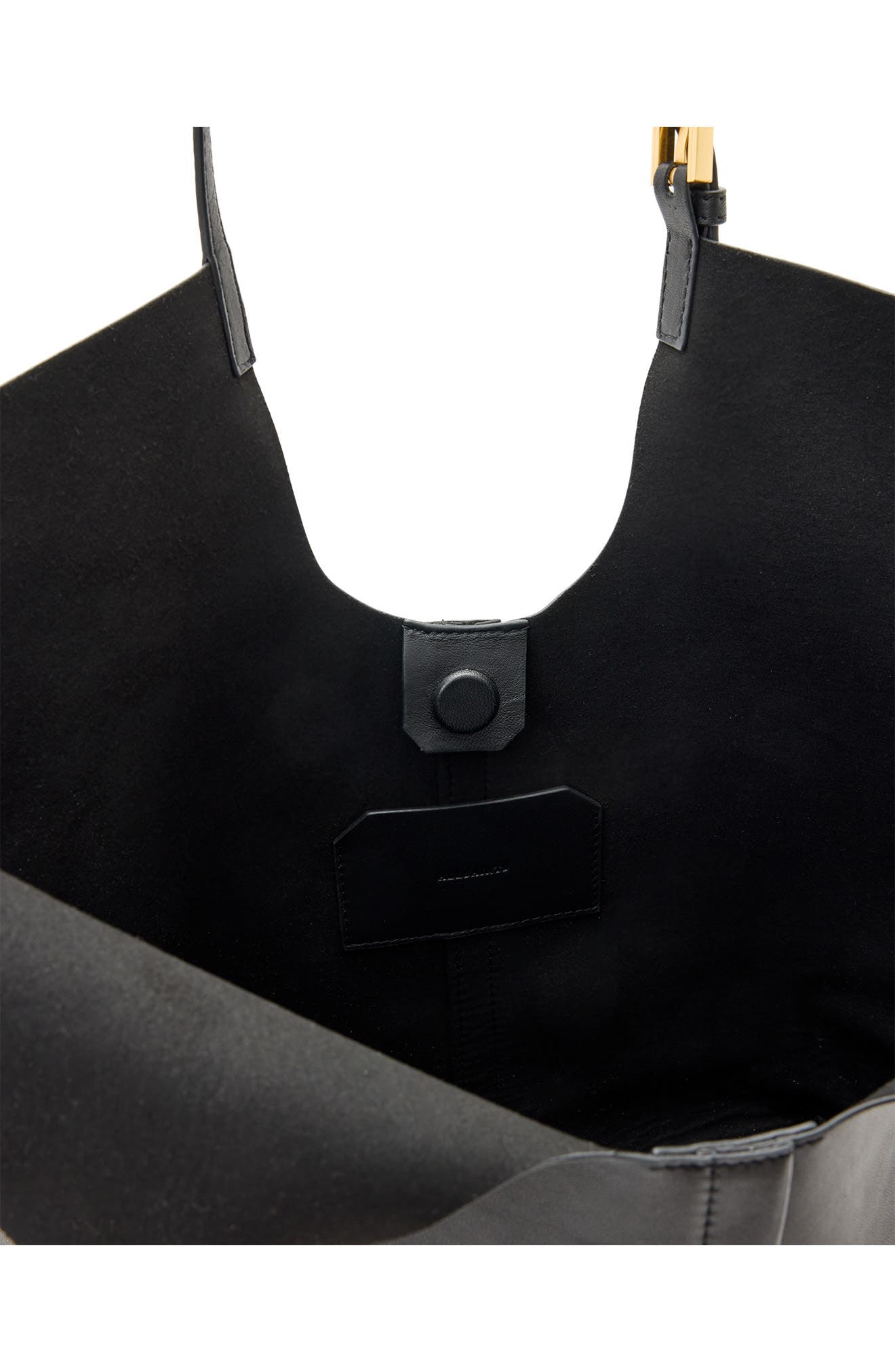AllSaints Ara East West Leather Tote, Alternate, color, Black