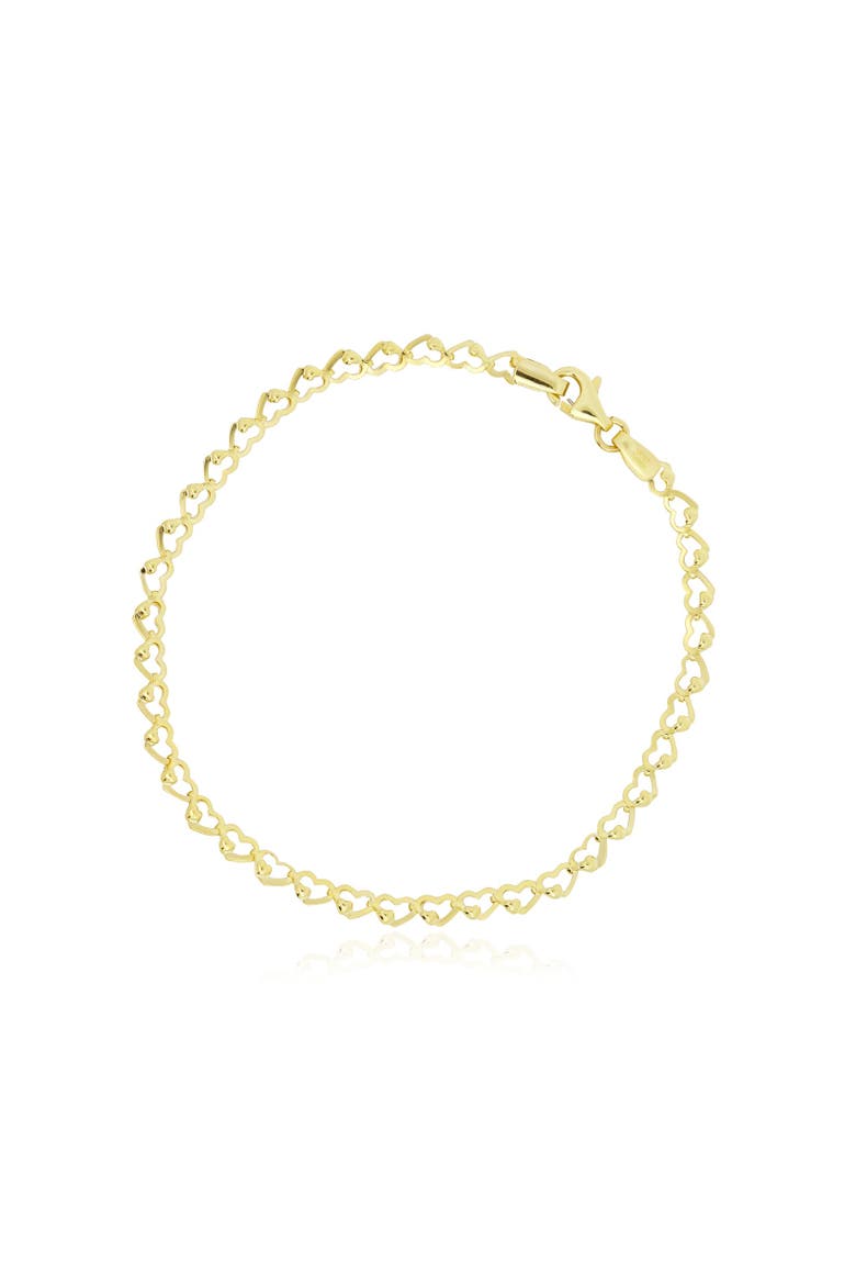 Gold Heart Link Bracelet, Main, color, Yellow Gold