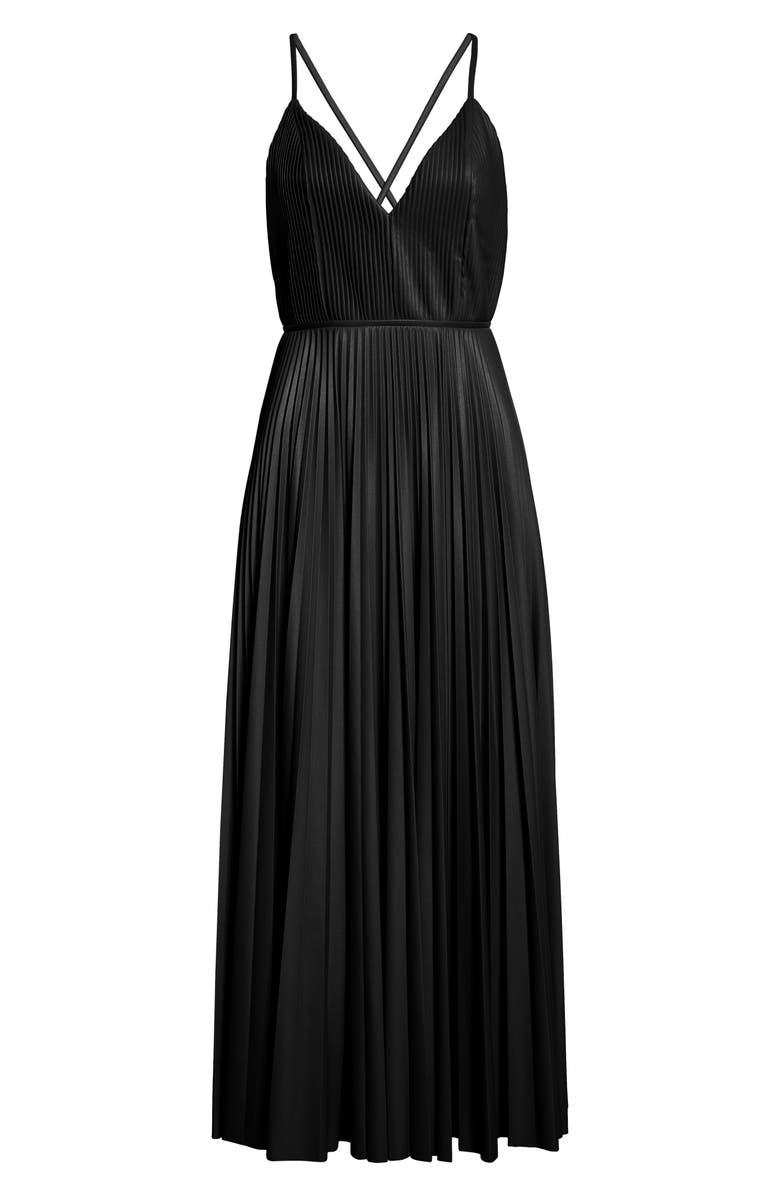 Altuzarra Maggiore Pleated Faux Leather Dress, Alternate, color, Black