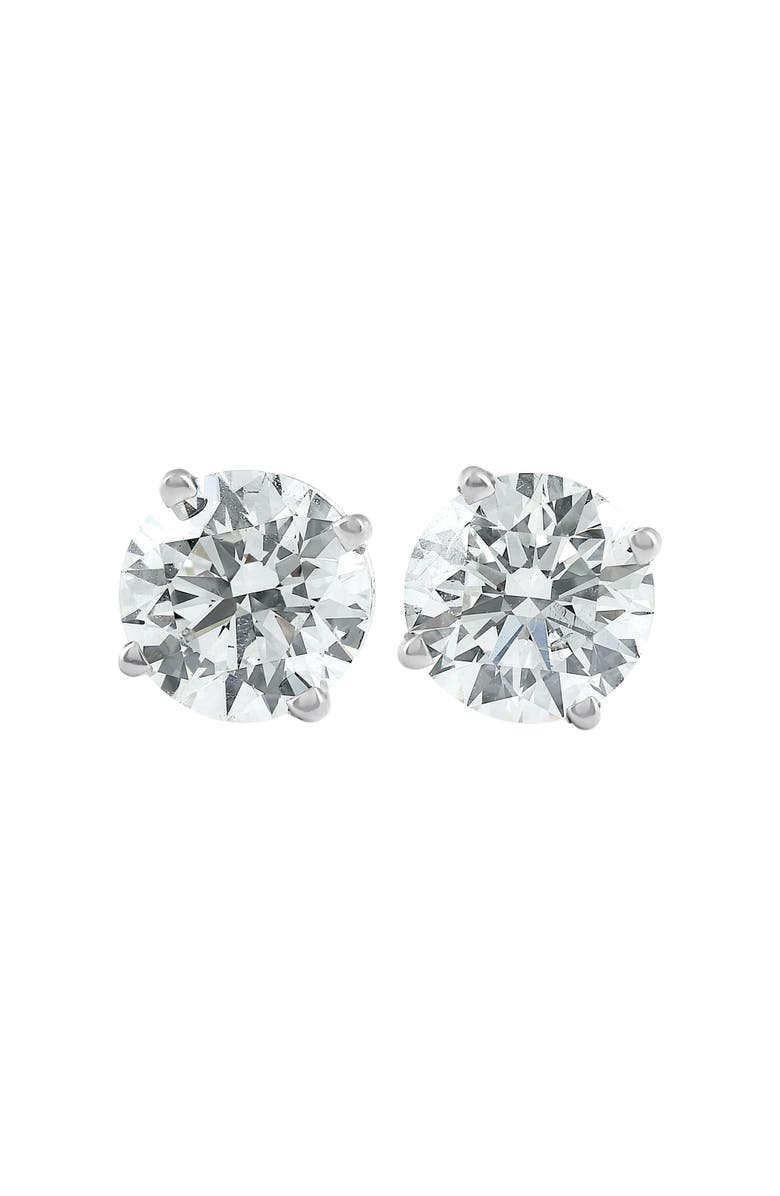 Bliss Diamond 2 Ct TW Round Lab Grown Diamond Studs 14K Gold With Screw Backs, Main, color, 14K White Gold