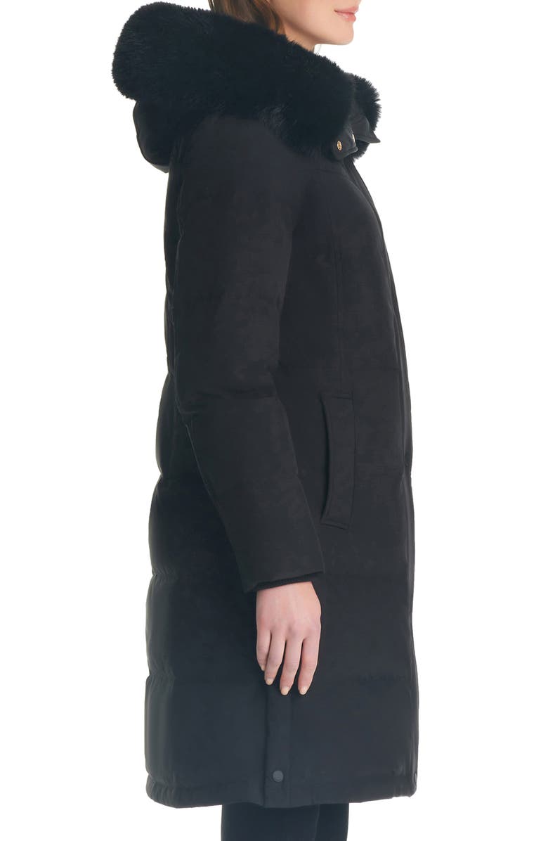 Kate Spade New York Longline Quilted Parka with Faux Fur Trim, Alternate, color,