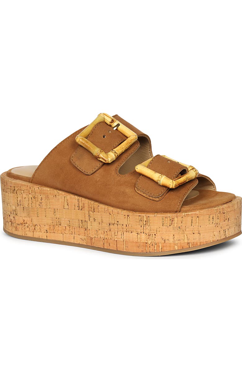 Jelavu Corkie Wedge Cork Sandals With Double Suede Strap, Alternate, color, Cognac
