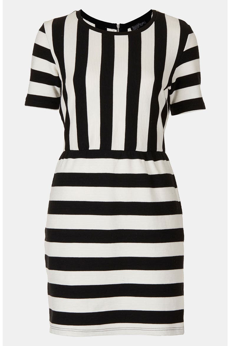 Textured Stripe Dress, Alternate, color, BLACK/ WHITE