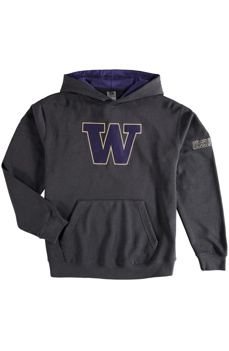 STADIUM ATHLETIC Youth Stadium Athletic Charcoal Washington Huskies Big Logo Pullover Hoodie, Main, color, Charcoal