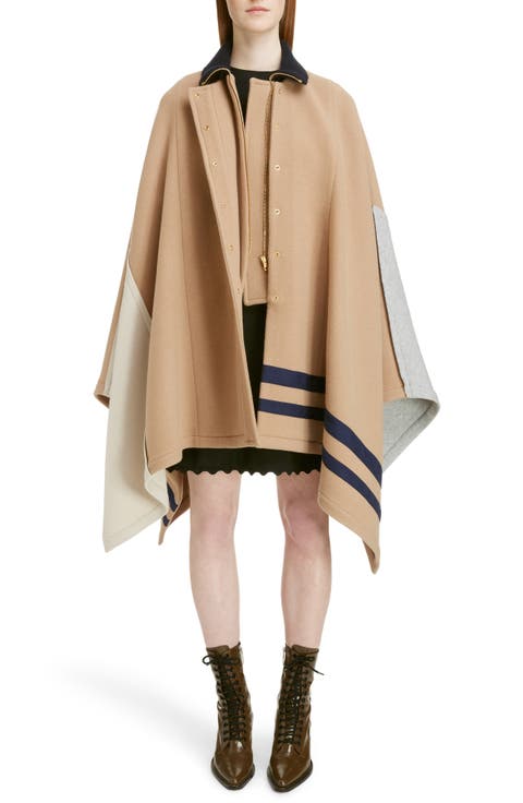 Iconic Stripe Wool Blend Cape