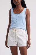 Caslon® Cotton Blend Rib Henley Tank