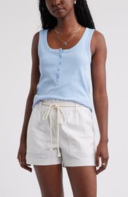 Caslon® Cotton Blend Rib Henley Tank