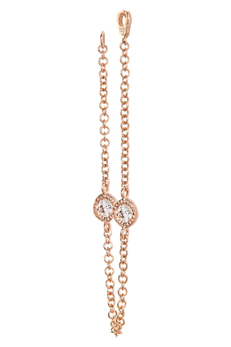 Single Double Scallop Set Diamond Chain Connecting Charm, Alternate, color, ROSE GOLD