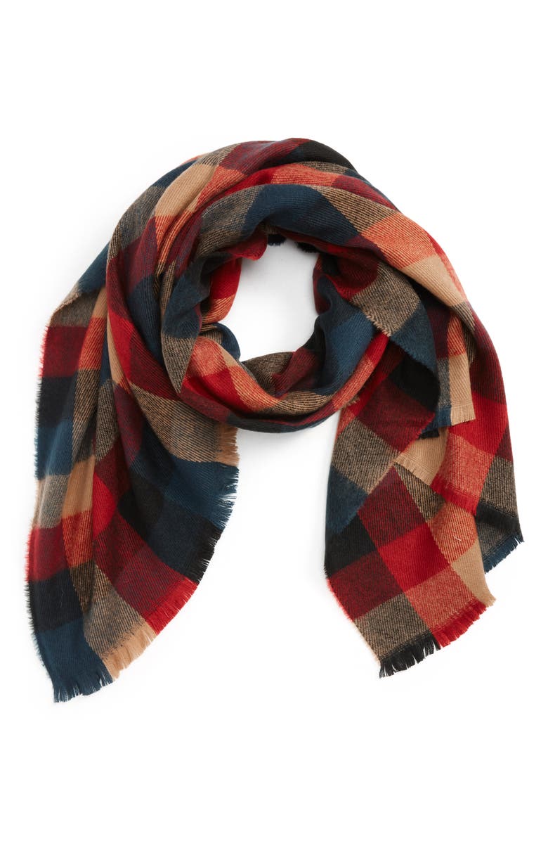 BP. Checkered Oblong Scarf, Main, color,
