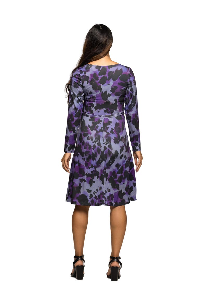 Long Sleeve Wrap Dress with Belt in Print, Alternate, color, Purple Multi