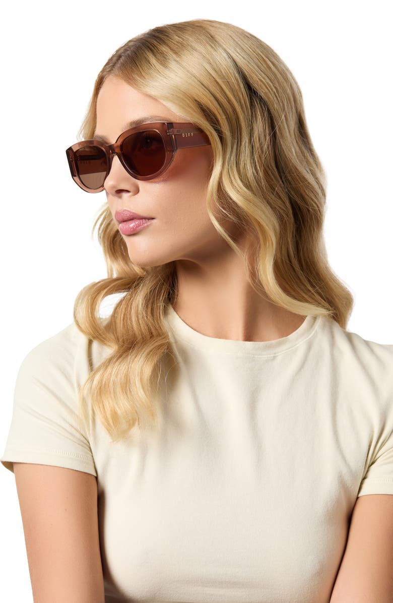 DIFF Drew 54mm Polarized Oval Sunglasses, Alternate, color, Brown