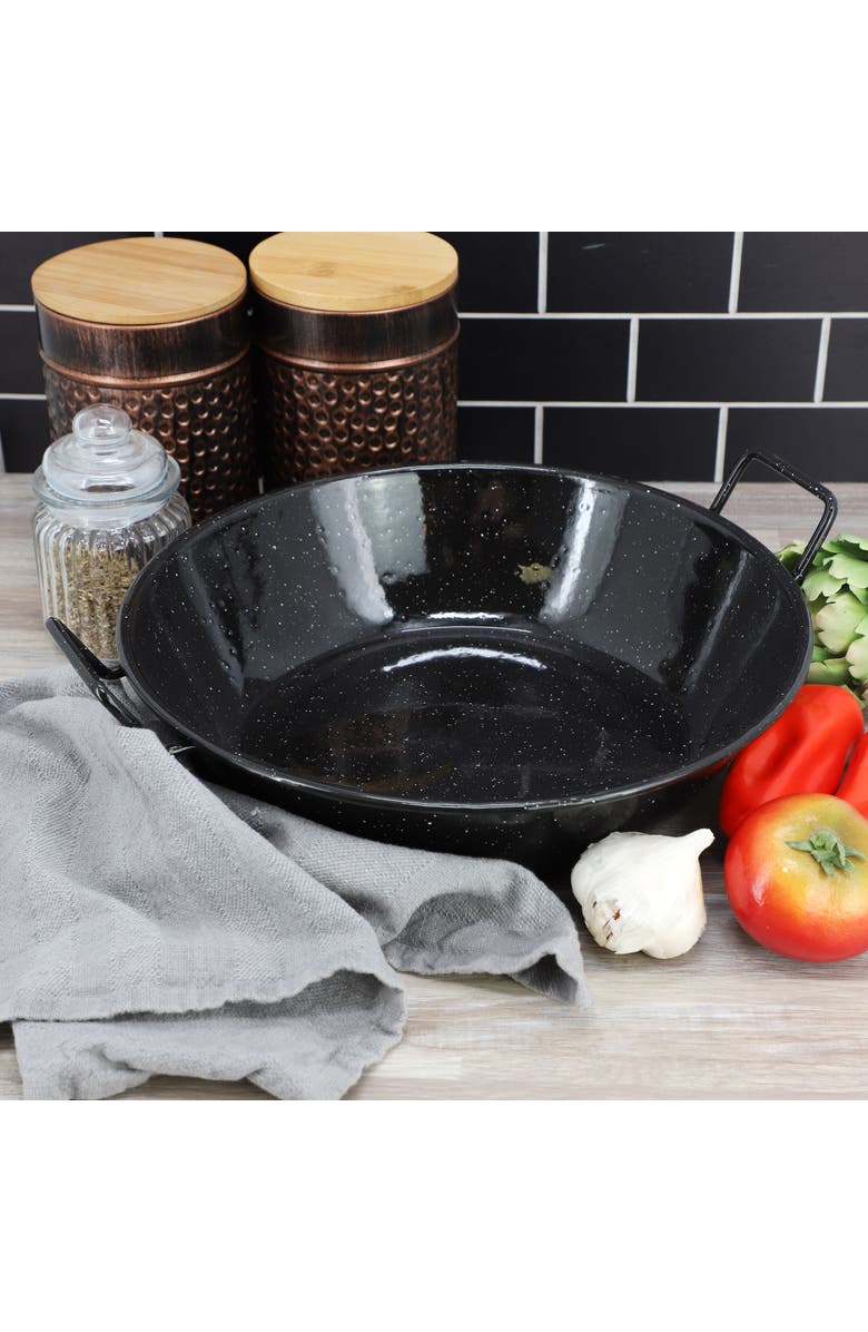 OSTER Castillo 12 Inch Enamel on Steel Paella Pan, Alternate, color, Black