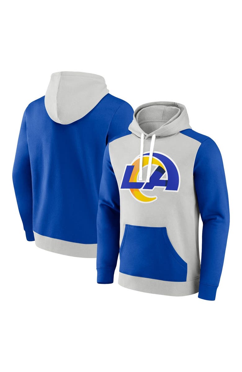FANATICS Men's Fanatics Branded Silver/Royal Los Angeles Rams Big & Tall Team Fleece Pullover Hoodie, Main, color, 