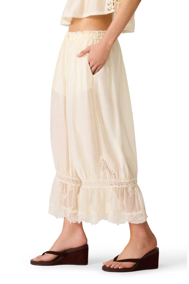 Easten Lace Detail Drawstring Pants, Alternate, color, CREAM
