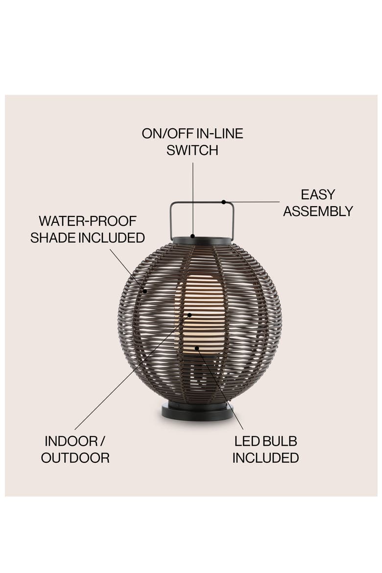 Jigu 22" Outdoor Woven Globe Asian LED Lantern, Coffee, Alternate, color, Coffee