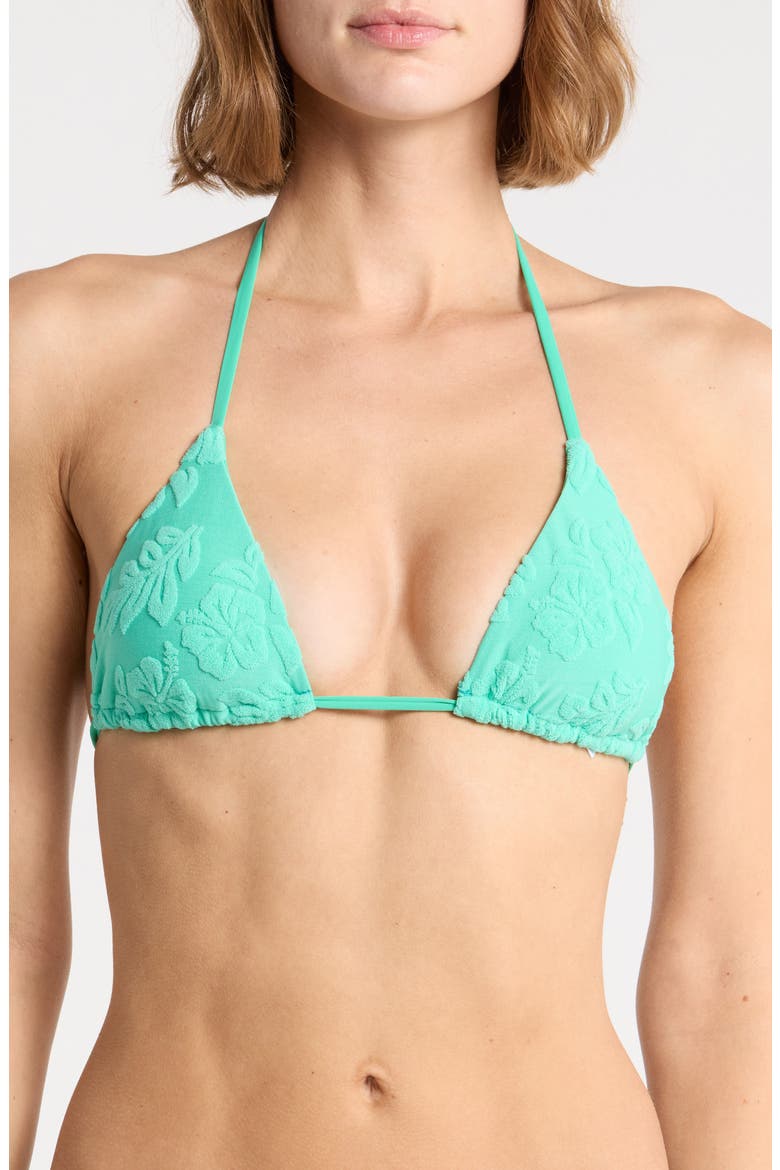 Palm Terry Triangle Bikini Top, Main, color, AQUA GREEN