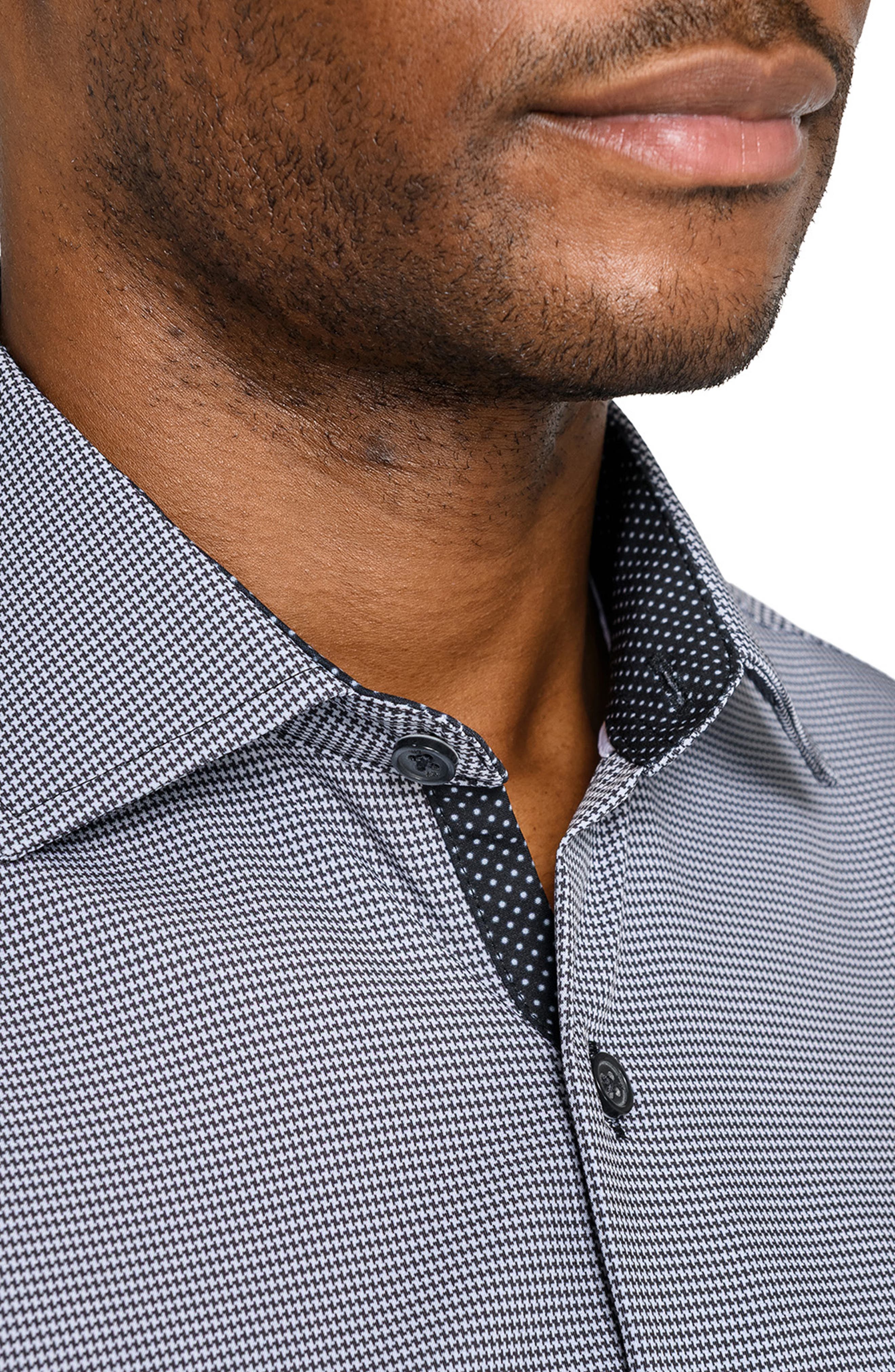 Slim Fit Black Micro Houndstooth Performance Dress Shirt - image 2