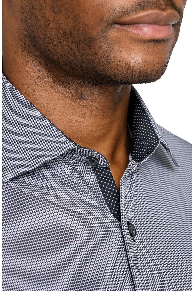 Slim Fit Black Micro Houndstooth Performance Dress Shirt, Alternate, color, BLACK/ WHITE
