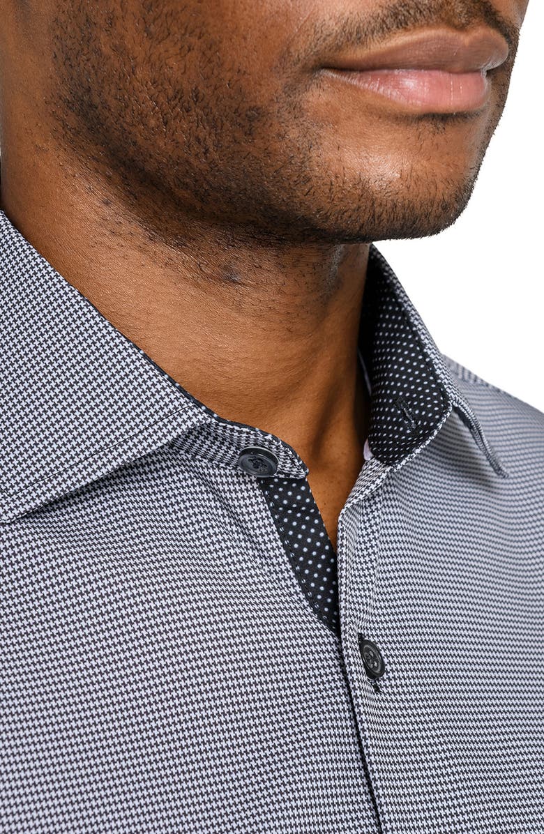 W.R.K Slim Fit Black Micro Houndstooth Performance Dress Shirt, Alternate, color, Black/ White