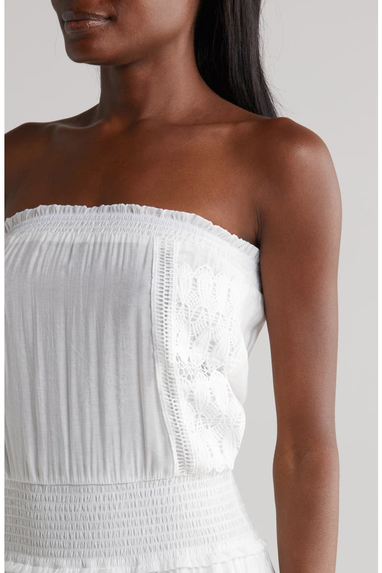 Lace Strapless Cover-Up Maxi Dress, Alternate, color, WHITE
