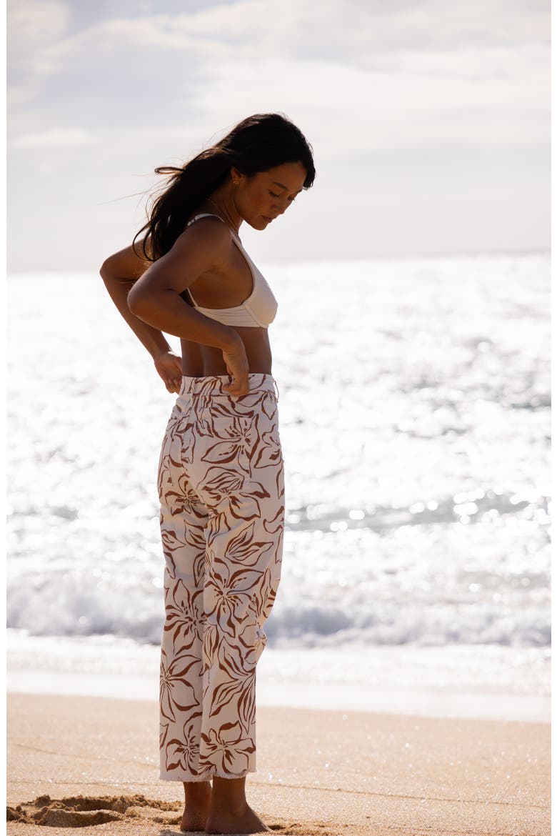 Free fall Print Wide Leg Twill Pants, Alternate, color, SALT CRYSTAL