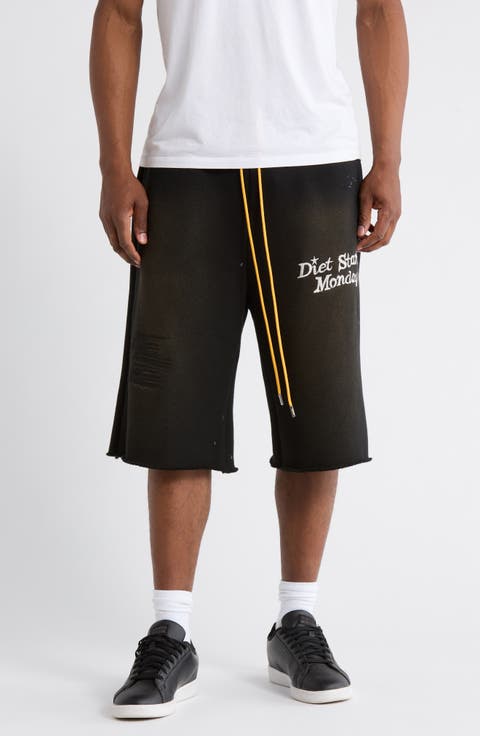 Logo Print Distressed Drawstring Shorts (Nordstrom Exclusive)