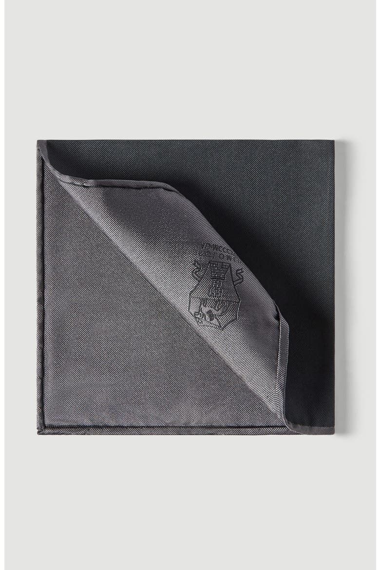 Silk pocket square with printed logo, Main, color, Anthracite