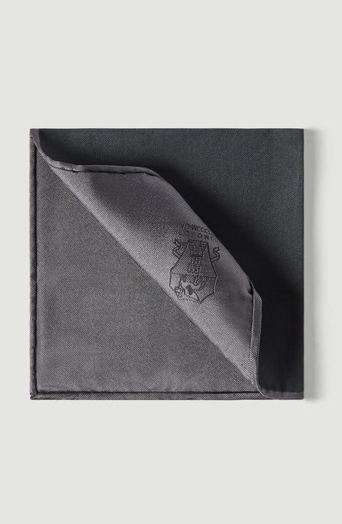 Silk pocket square with printed logo