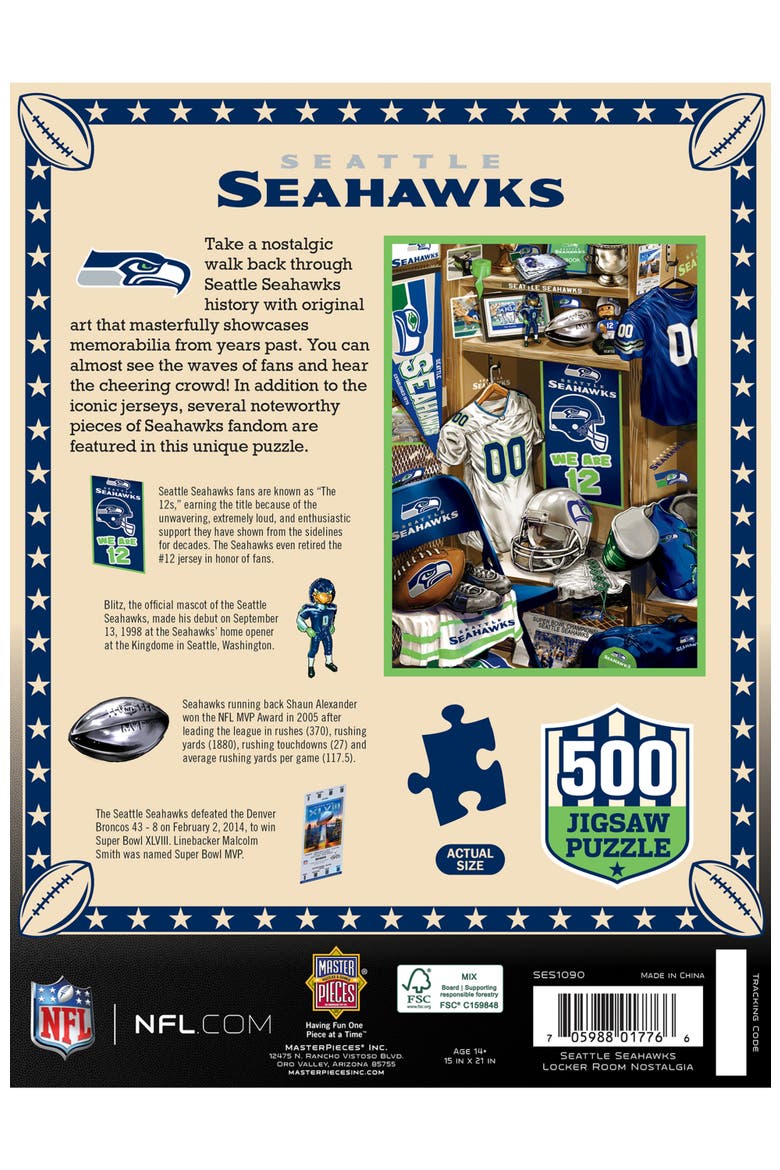 Seattle Seahawks Locker Room 500 Puzzle, Alternate, color, Multicolor