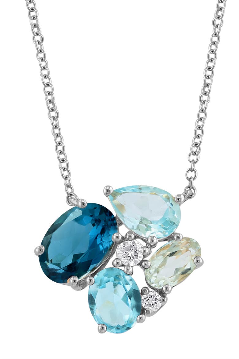 14K White Gold Ocean Harmony Multi-Gemstone Pendant, Main, color, Blue
