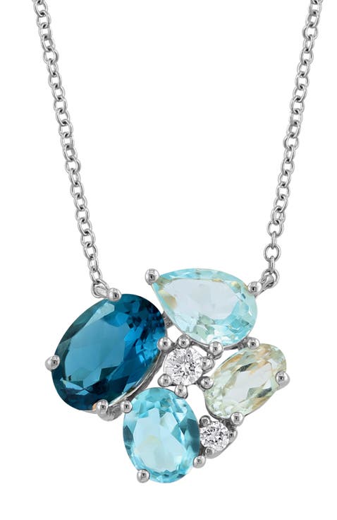 14K White Gold Ocean Harmony Multi-Gemstone Pendant