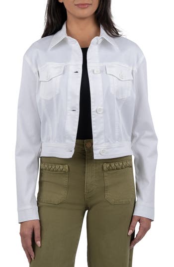 Kut From The Kloth Rumi Crop Denim Trucker Jacket In White