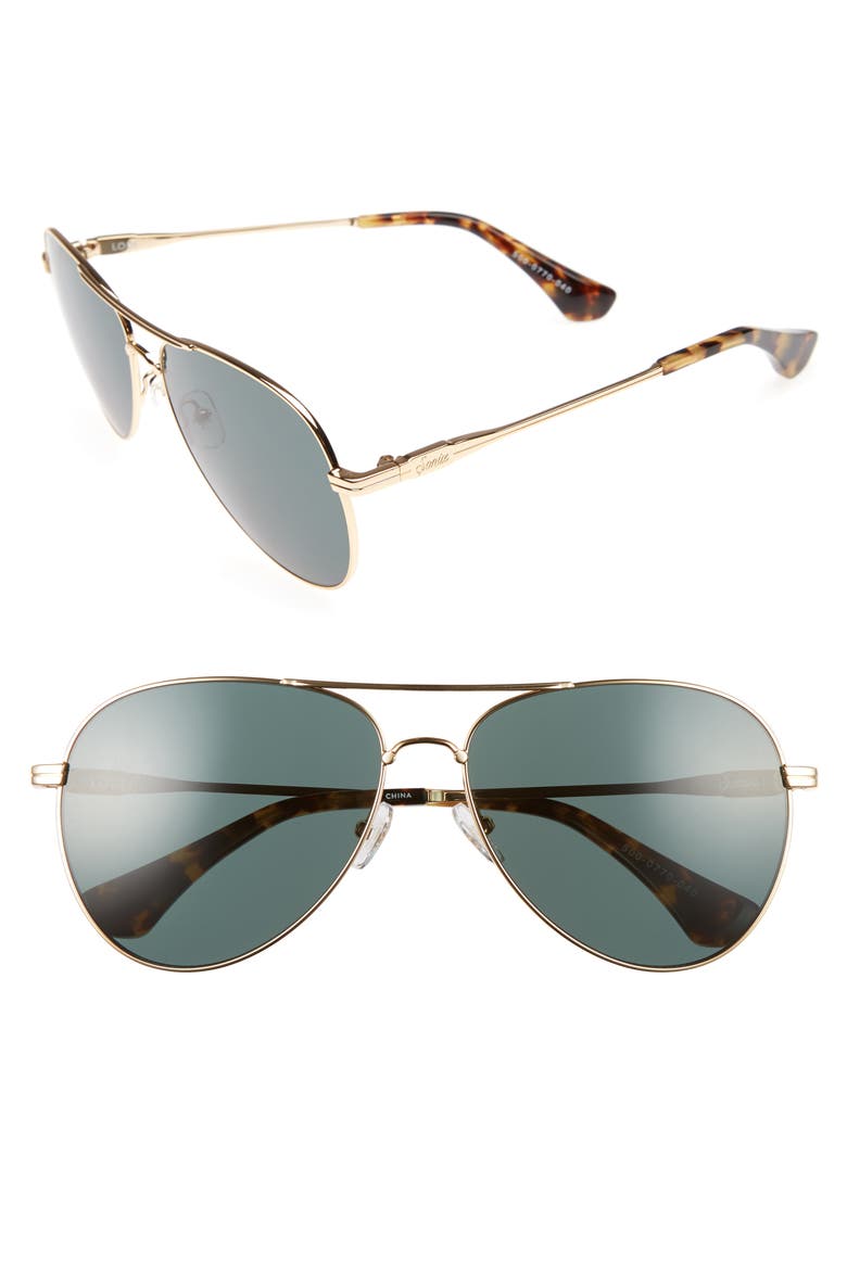 Lodi 62mm Mirrored Aviator Sunglasses, Alternate, color, GREEN TINT/ GOLD