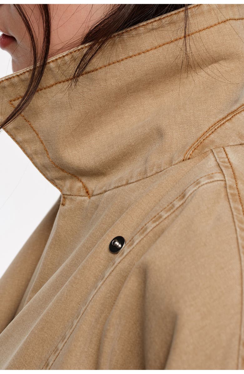 Bimba y Lola Washed Double-Breasted Jacket, Alternate, color, Camel