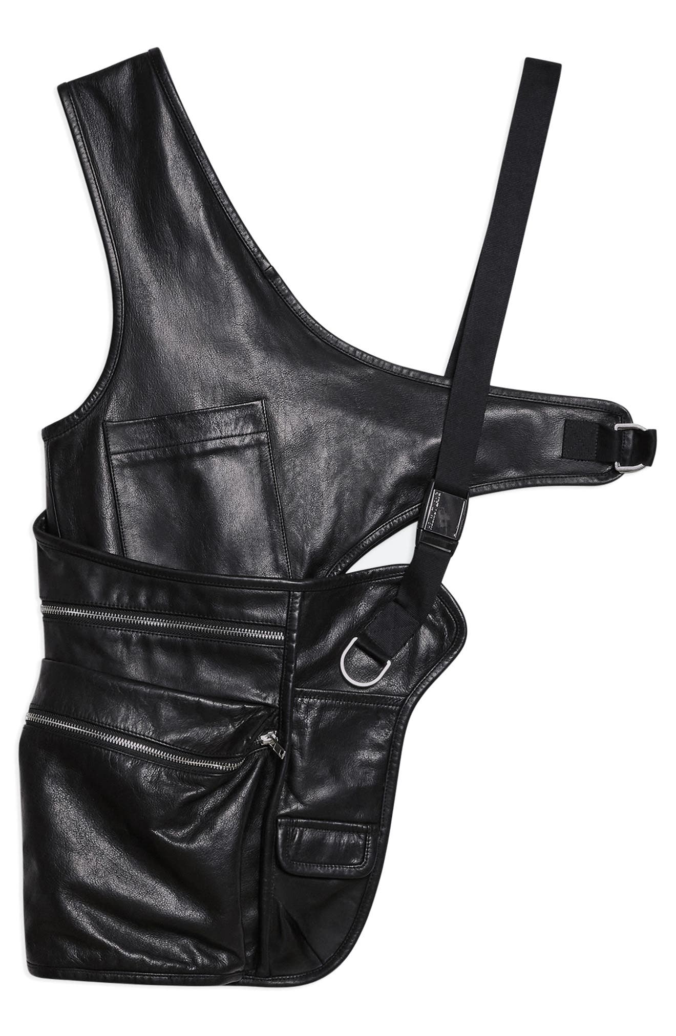 Helmut Lang Leather Utility Bag Vest, Main, color, 