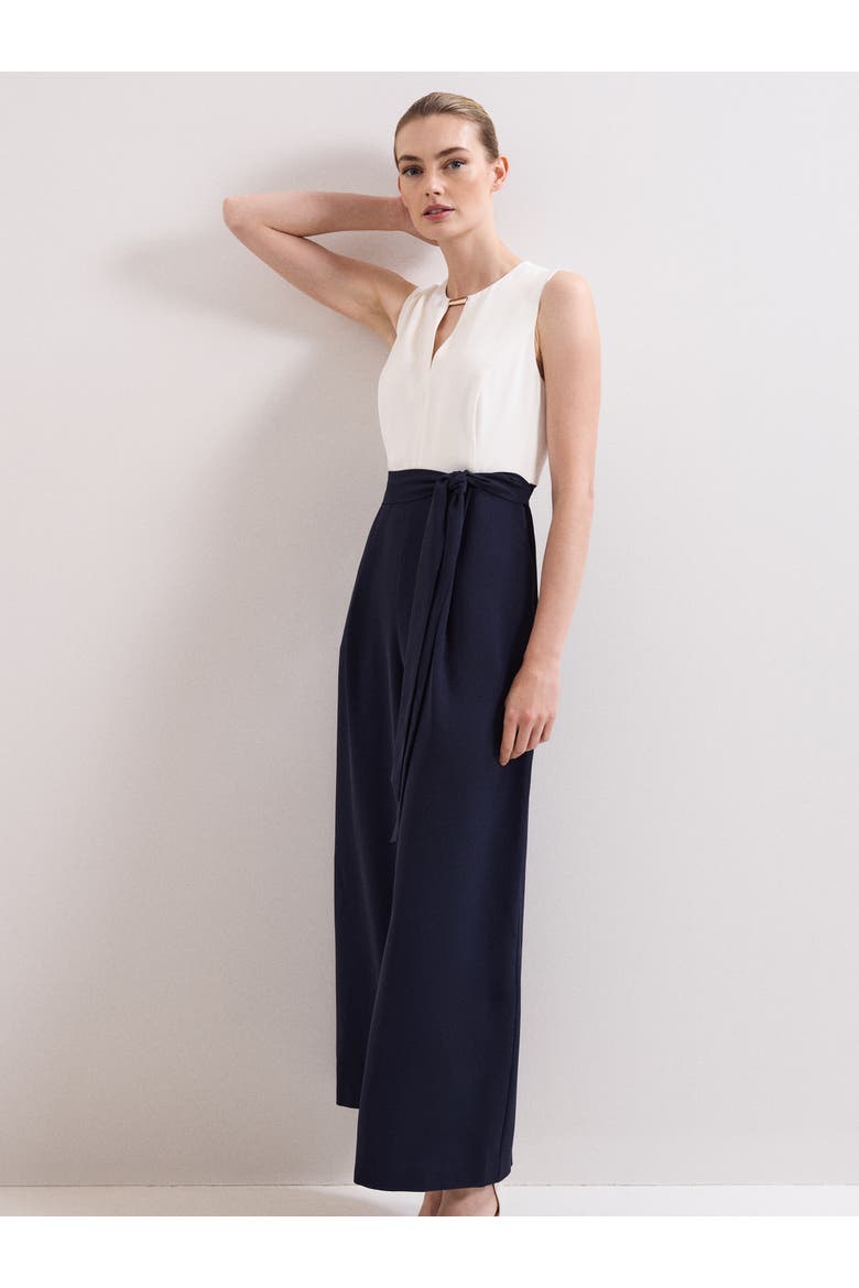 Brylee Wide Leg Jumpsuit, Alternate, color, Navy/Ivory
